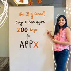 Announcing a huge and exciting project: painting a big canvas with 200 logos for AppX. This is the "before" shot, full of potential!