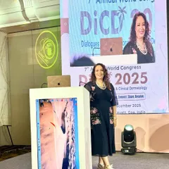 On stage at the 7th Annual World Congress, DiCD 2025 in Goa. It is always an honor to share my knowledge and connect with fellow dermatologists at such prestigious events.