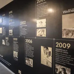 A key feature of the Oriflame office is this captivating timeline wall, which showcases the company's rich history and milestones. It serves as a source of inspiration and pride for employees and visitors.