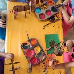 A collection of moments from our "Elmer's Art Party." Children and parents got messy painting their own 3D elephants, creating patchwork art, and exploring different textures. It was a joy to see families creating together.