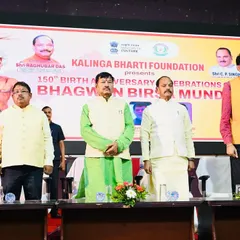 A view from the stage with senior leaders and dignitaries during the Kalinga Bharti Foundation event. It was a privilege to be part of such a significant celebration.