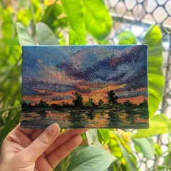 This sunset painting captures the beautiful, fleeting colors of a shaam (evening). I love how the warm oranges and cool purples blend together. It’s a perfect piece for anyone who wants to hold onto that magical moment of the day.