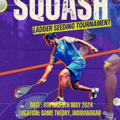 Are you ready to climb? This poster announces our Squash Ladder Seeding Tournament in Indiranagar, your chance to get a high rank from the very start.