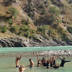 Pure joy and release during a dip in the holy Ganga. This is one of my favorite parts of our Himalayan retreats. The glacial water is a natural therapy that rejuvenates the body and spirit, washing away all that no longer serves us.
