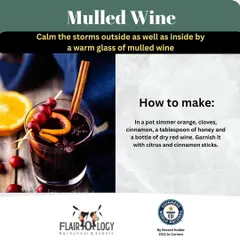For a cozy day, try this Mulled Wine recipe. Simmer red wine with orange, cloves, and cinnamon for a warm and aromatic drink.