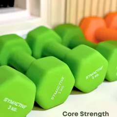 Core strength equals confidence. We use props like these 3kg dumbbells to add a strength training component to our Pilates workouts, helping you build a powerful and stable core.