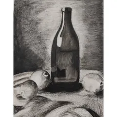 A classic still life study done in charcoal. In our classes, students learn how to observe light and shadow to create depth and realism in their drawings of everyday objects.