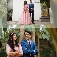 A collage of a happy couple during their engagement shoot at our venue. The natural backdrops and beautiful light create stunning and romantic photos.