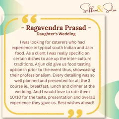 This client was looking for a caterer with experience in both South Indian and Jain food for an intercultural wedding. We are thrilled to have received a 10/10 for taste, presentation, and overall experience.