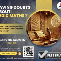 This graphic promotes a free one-hour trial session for my Vedic Maths Teacher Training. It's a great opportunity for anyone curious about the ancient methods to experience the course firsthand.
