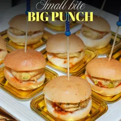 My mini Vada Pavs are a bite sized version of Mumbai's most iconic street food. They pack all the classic flavours of a spicy potato vada, soft pav, and tangy chutneys, making them a perfect party appetizer.
