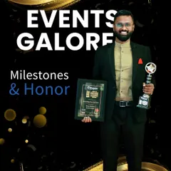 A graphic celebrating our recent milestones and honors. Being recognized with the India Excellence Award is a significant achievement that I am incredibly proud of, and it motivates me to continue pushing the boundaries of event planning.