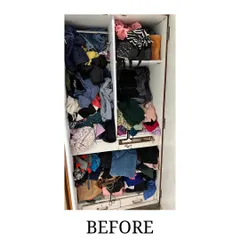 Before: This wardrobe was overflowing, making it impossible to find anything. The client had recently moved and was living out of boxes, leading to stress and duplicate purchases.