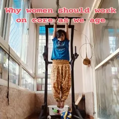 Core strength is fundamental, especially for women as we age. A strong core supports posture, prevents back pain, and improves balance. Here, I am demonstrating a dead hang, an effective exercise for building grip and core stability.