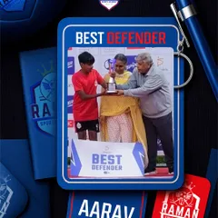 Our rock-solid defender Aarav (Under 14), awarded Best Defender at the One Football Championship.