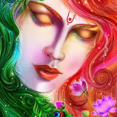 My digital painting to celebrate Krishna Janmashtami. This piece is a fusion of Lord Krishna and Radha, blending the symbols associated with both, like peacock feathers and lotus flowers, into a single, vibrant, and spiritual portrait.