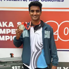 Congratulations to Poornachandra for securing a silver medal in the Junior Men's NR Pistol event at the state championship. His focus and calm under pressure really paid off.