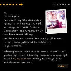 I've spent my life dedicated to music, art, and community. My 'Come Closer' concept is born from these core values, aiming to celebrate togetherness.