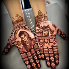 A stunning dark stain on a design featuring a bride portrait. The rich color makes every detail of the intricate work pop.