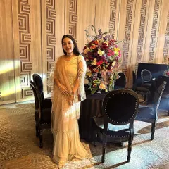 This beautiful pearl overlay sharara outfit is perfect for an evening event. The pearls and thread tassels are designed to sway gracefully with every movement.