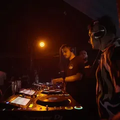 In the zone with my fellow DJ. These sessions are about listening and reacting, creating something together that you couldn't create alone.