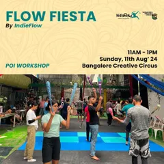 Here's a snapshot from one of our Poi workshops at Bangalore Creative Circus. We focus on getting the fundamentals right, like plane control, so you can build a strong foundation for your flow journey.