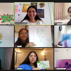 A beautiful moment from the 'Aurora' creative writing series where young participants proudly share the artwork they created. We explored how we are all "different yet the same," using both art and words to connect with ourselves and each other.