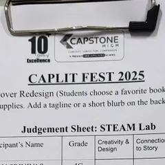 A look at the judging sheet from the "Book Cover Redesign" event at Capstone's LitFest. It was wonderful to see students connect with their favorite stories through art and design.