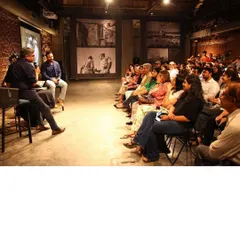 A panel discussion at IF.BE, our adaptive reuse project. The space itself serves as a backdrop for conversations about architecture, urbanism, and sustainable development.
