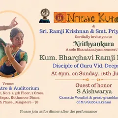 Every Arangetram is a unique celebration. This is an invitation for my student Bharghavi's solo debut, a proud moment where she presented a full Bharatanatyam repertoire to the world. I help plan and design everything for this special day.