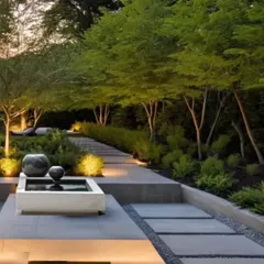 Our residential project in Chhattisgarh features thoughtfully designed landscaping to create a serene atmosphere. A water feature and carefully placed lighting create a tranquil mood in the evenings.
