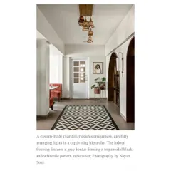 A full-page view from the magazine feature, detailing the custom chandelier and the striking geometric flooring I chose to complement the restaurant's art deco theme.