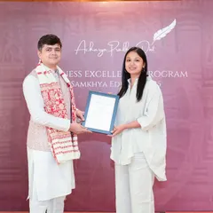 Distributing a certificate at my Business Excellence Program. Each certificate marks the beginning of a new perspective on business and growth for the participants.