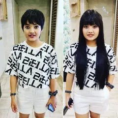 Another look at this amazing short-to-long transformation. The addition of bangs with the extensions helps to blend everything perfectly for a natural finish.