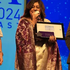 Speaking a few words of gratitude after receiving the Femina Achiever's Award. I can only thank music for giving me the platform to express myself and connect with so many people.