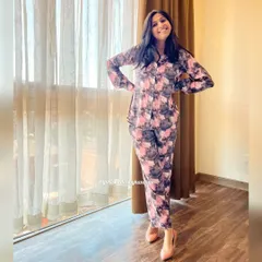Check out our stylish printed crepe co-ords. This pant set with puff sleeve details is perfect for any occasion where you want to make a statement.