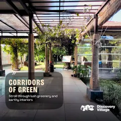 Stroll through our corridors of green, where vine-covered pergolas and earthy interiors create a seamless connection to nature.