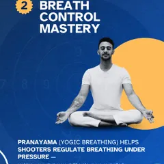 Pranayama, or yogic breathing, is a key skill I teach shooters to help regulate their breathing under pressure. This mastery of breath control makes every shot more deliberate and controlled.