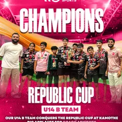 Champions of the Republic Cup! This is what happens when talent, hard work, and teamwork come together. We are incredibly proud of our U14 B team and Coach Abhishek for this fantastic victory.