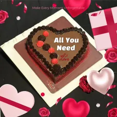 All you need is love, and maybe a heart-shaped cake. Our Valentine's special chocolate cake is decorated with red and chocolate frosting swirls, making it an unforgettable treat for your celebration.
