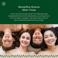 A key benefit of my treatments is achieving an even skin tone. I target hyperpigmentation and other discolorations to promote a more balanced and radiant complexion from every angle.