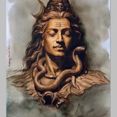 A completed watercolor painting of Mahadev, capturing his serene, meditative state. The monochrome palette is intended to evoke a sense of timelessness and focus on his divine energy. Har Har Mahadev.