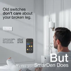 Old switches don't care about your broken leg, but I do. When the switchboard is out of reach, my system ensures you can control your lights, fans, and more without moving an inch.