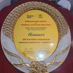 This Presidential Appreciation award from the IADVL Delhi State Branch was for my role as the Trichology Workshop Chairperson at DERMAZONE NORTH & Annual CUTICON DSB 2024.