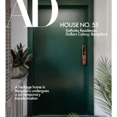 The cover of our feature in Architectural Digest for House No. 55, the Kathotia Residence in Bangalore. The story details our sensitive renovation of a 30-year-old home into a modern, gallery-like space.