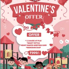 Even Valentine's Day is a reason for fun at our play area! This offer included playtime, a heart tattoo, a craft activity making a greeting card, and even some warm soup. It's all about celebrating love and friendship.