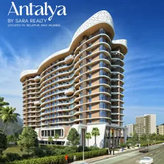 For the Antalya residential tower in Navi Mumbai, we designed a dynamic, flowing facade. The curved balconies and perforated screens create a sense of movement and play with light and shadow, giving the building a unique and organic form.