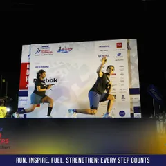 Leading the pre-race warmup for over 7,000 runners at the Dream Runners Half Marathon. Even without a mic, we know how to get the crowd energized.
