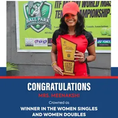 We celebrate Mrs. Meenakshi's incredible double win at the International Tennis Federation MT100 tournament. Her success in both Women's Singles and Women's Doubles reflects her exceptional talent and the high-quality training we provide.