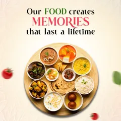 My food creates memories that last a lifetime. This vegetarian thali showcases a balanced meal with a variety of textures and flavors, just like a home-cooked feast.